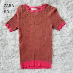 ザラニット ZARA KNIT 半袖ポコポコサマーニット バイカラー オシャレ