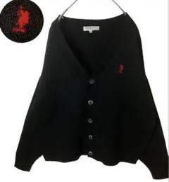 US.POLO ASSNポニー刺繍シンプルブラックニットカーディガンビッグサイズのサムネイル
