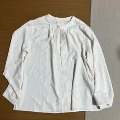 VIS フロントタック長袖ブラウス　オフホワイト