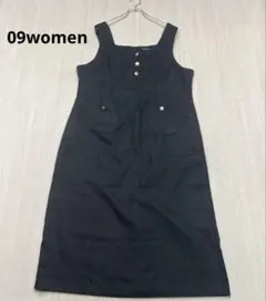 ● 09WOMEN ジャガードワンピース　大きいサイズ　金ボタン