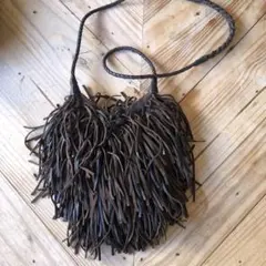 ダークブラウン フリンジショルダーバッグ
