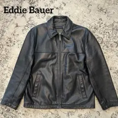 Eddie Bauer　レザージャケット　シングル　黒　L 豚革 中古・古着通販】Eddie Bauer (エディーバウアー) レザー