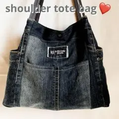ビンテージデニムリメイク❤️肩掛けトートバッグ❤️ Demolition