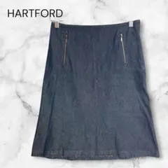 HARTFORD ハートフォード　フロントジップ付きひざ丈デニムスカート　M相当のサムネイル