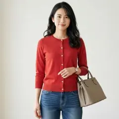 G3740*組曲 クミキョク☆ニット☆カーディガン☆赤レッド☆S2