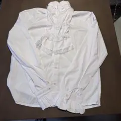 フリルブラウス 白 レース 長袖 シャツ フリルネック ガーリー 量産型 地雷系