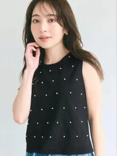 coca ノースリーブ　パールドット