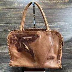 IBIZA イビサ　花柄刺繍 レザーハンドバッグ　ミニトートバッグ