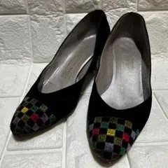 BRUNOMAGLI パンプス チェック カラフル マルチカラー ブラック 黒