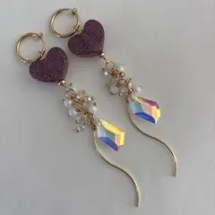 パープルハート　フープイヤリング