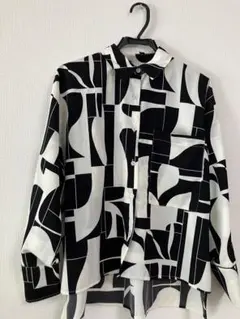 vintage 白黒柄長袖シャツ