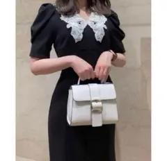 SNIDEL エンブロイダリーホワイトカラーマーメイドワンピース