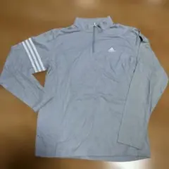 adidas ハーフジップ長袖シャツ Lサイズ グレー