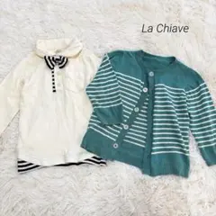 良品★La Chiave 長袖カットソー カーディガン 95cm 2点セットのサムネイル