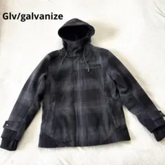 Glv/galvanizeフード付きチェック柄ジャケットウール混 中綿入りメンズ
