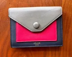 CÉLINE レザー カードケース グレー/ピンク/ネイビー