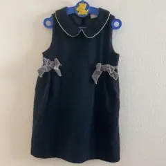 petit main黒（濃紺）襟付きワンピース110