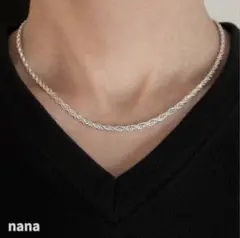 シルバー925ツイストチェーンメンズネックレスロープチェーンハワイアンジュエリー