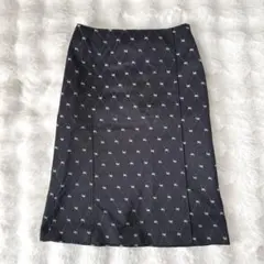 バーバリーブルーレーベル　ホース刺繍　レザーベルト　モノグラム　ひざ丈スカートM