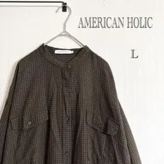 ✧̣̥̇AMERICAN HOLIC ワンピース チェック バンドカラー コットン
