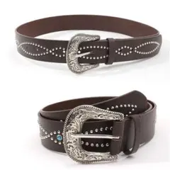 ウエスタンベルト ブラウン　y2k アメカジ ターコイズ スタッズ