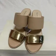 【美品】シルバーとベージュ サンダル Sサイズのサムネイル