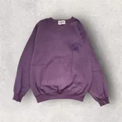 90s Lee ボアフリース スウェット トレーナー 紫 刺繍ロゴ 古着