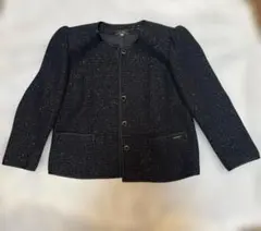 美品 レリアン訳あり レディース ジャケット ラメ入り ブラック 黒 13＋のサムネイル