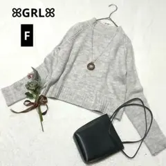 1764★グレイル ハイネック長袖ニット【F】薄ピンクグレー ショート丈 可愛い