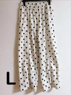 訳あり！SHEIN ドット ワイドパンツ ストレート 白 水玉 パンツのサムネイル