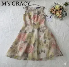 【タグ付き】M'S GRACY 花柄 ワンピース Aライン シフォン M 新品のサムネイル