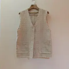 coen サマーツイードベスト ジレ ベージュ Vネック