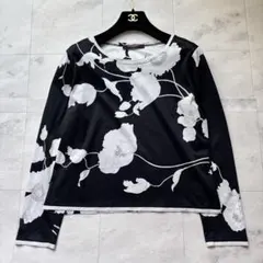 極美品✨レオナール カットソー 花柄 コットン ブラック LL レディースのサムネイル