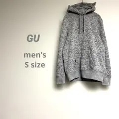 ジーユー メンズ スウェットフード付きプルパーカー 長袖 裏起毛 グレー