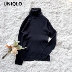オールドユニクロ　ウール100%タートルネックニット　セーター　濃紺　L 長袖