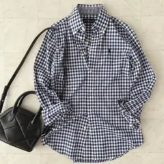 ✨美品✨ラルフローレン　ギンガムチェックシャツ　レディースSからM相当　刺繍