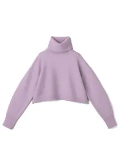 タートルネッククロップド丈ニットトップス