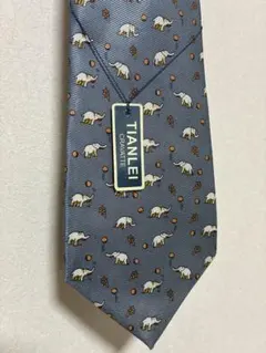 TIANLEI ネクタイ 象柄 ブルー