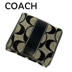 COACH コーチ　三つ折り財布 ブラック ベージュ