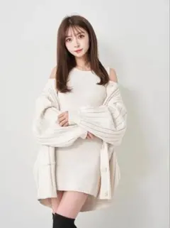 【darich】シャーベットアンサンブルニットミニワンピース【白　美品】