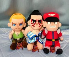 (タグ有)ストリートファイターⅡ ぬいぐるみ３点 ガイル ホンダ ベガ