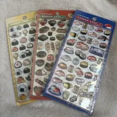 ボンボンドロップシール　おにぎり　日本食　お寿司　3枚セット　食べ物　和柄