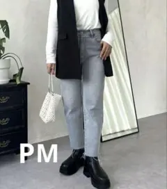 プロズヴェール ももコレ ストレッチテーパードデニム PM サックスブルー