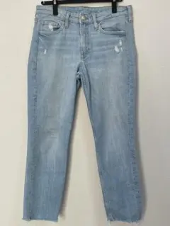H&M ライトブルーダメージストレートジーンズ 38