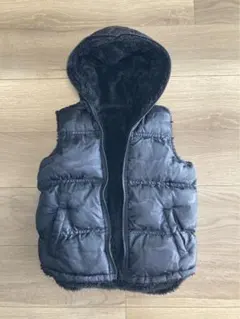 【値下げ】AZUL 黒 リバーシブル ベスト フリースベスト フード付き