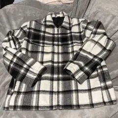 H&M ブラック・ホワイトチェック ジップジャケット Lのサムネイル