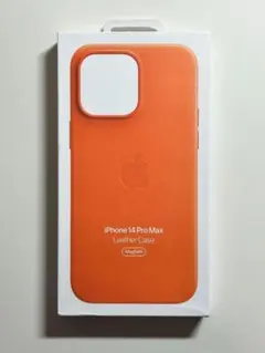 【新品】純正 iPhone 14 Pro Max レザーケース・オレンジ①