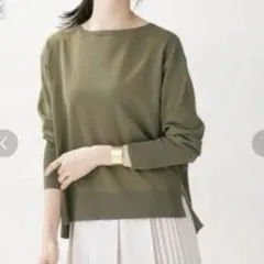 ナノユニバース サイドスリット ボートネック ニット