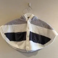 gelato piqueフード付きポンチョ 70-80cm グレーとホワイト