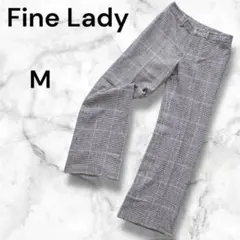 ファインレディ ストレートパンツ【M】ウール混✨グレンチェック オフィス 秋 冬のサムネイル